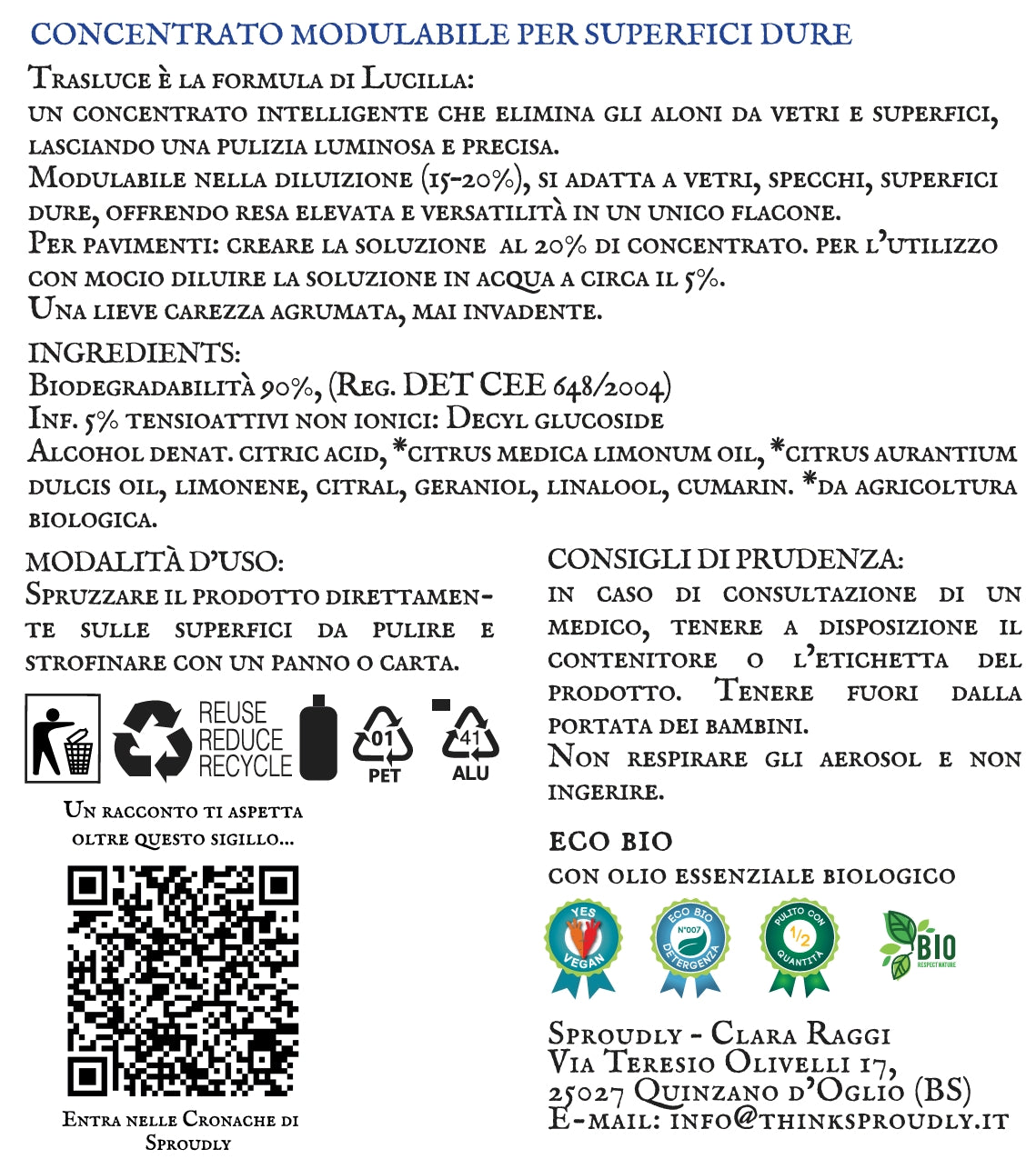 Trasluce - concentrato modulabile per vetri, superfici e pavimenti